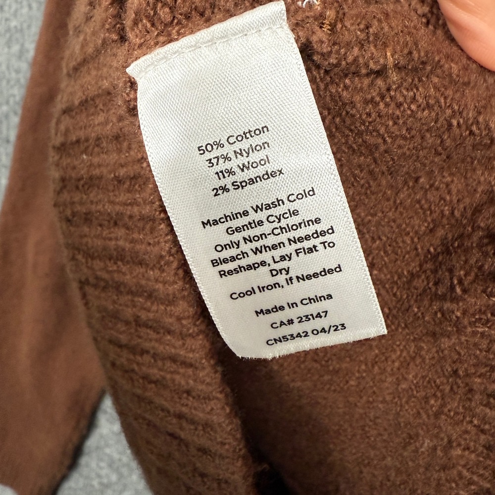 Talbots Size Large Cardigan Sweater Burnt Orange Buttons Cotton Wool Nylon Blend - Picture 6 of 8